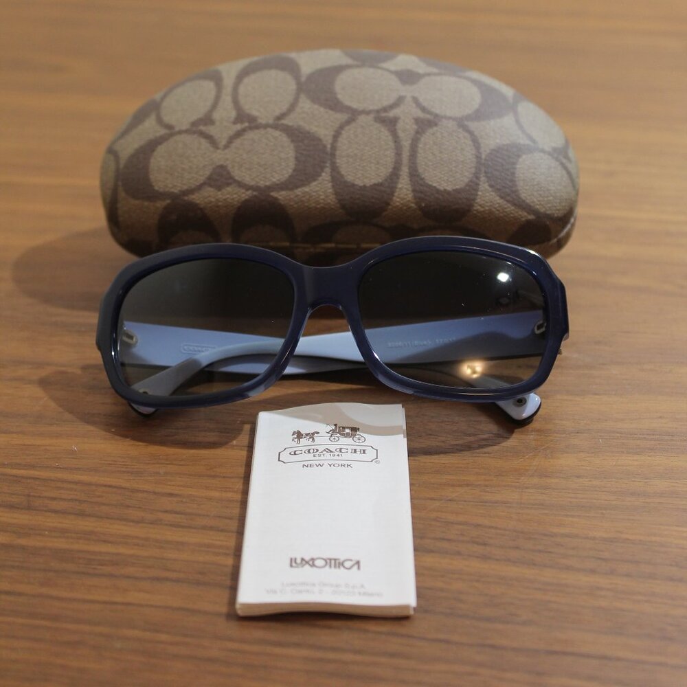 Coach Women's Sunglasses in Navy Blue with Dark Lenses